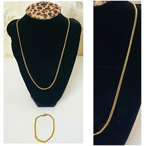 18" Gold Tone Necklace with Matching Bracelet